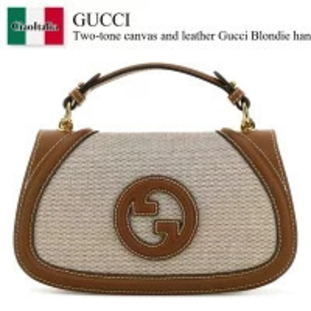 Gucci Bag Handbag Two Tone Canvas Leather Blondie HAAKF